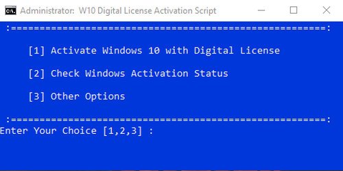 W10 Digital License Activation Script Tool Free Download
