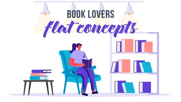 Videohive Book Lovers Flat Concept 33544775 Free Download