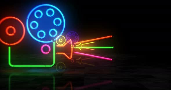 Videohive Cinema Neon Symbol 3d Flight Between 33527161 Free Download