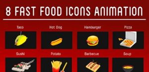 Videohive 8 Fast Food Icons Animation 18629935