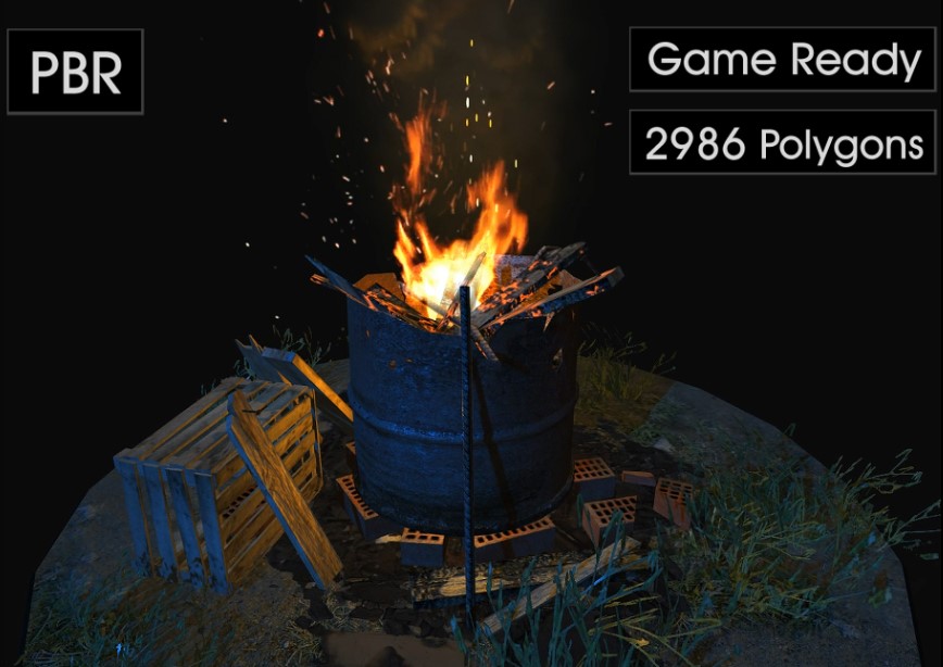 Unity - Realistic Bonfire Type # 4 Barrel v1.0