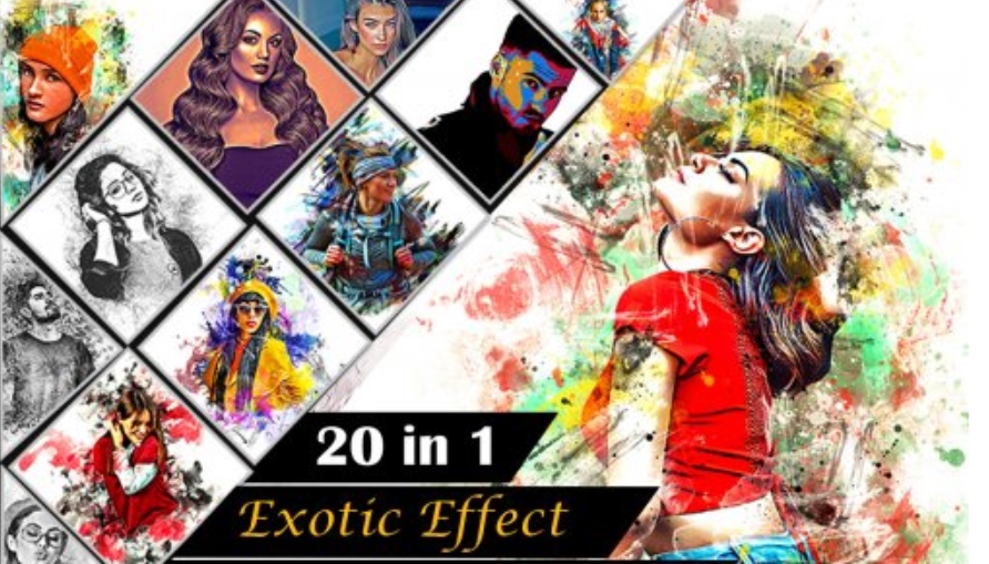 Exotic Effect Photoshop Action Bundles - 20 Premium Graphics
