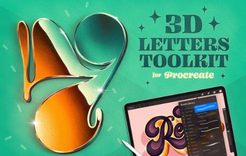 CreativeMarket 3D Letters Toolkit for Procreate Free Download