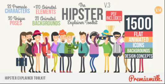 Videohive Hipster Explainer Toolkit & Flat Animated Icons Library V3 10981763 Free Download