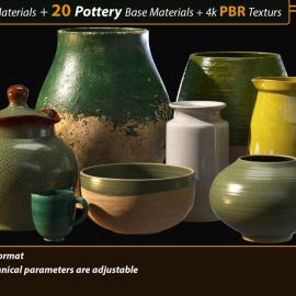 30 Pottery Smart material + 20 Pottery Base Material + 4k PBR Textures Vol01 (Premium)