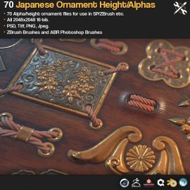 Gumroad – ZBrush/SP – 70 Japanese Ornament Alphas (Premium)