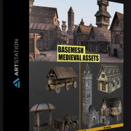 ARTSTATION – BASEMESH: 89 MEDIEVAL ASSETS+TEXTURE BY FRED (Premium)