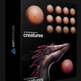 ARTSTATION – 32 ALPHA BRUSHES FOR CREATURES BY ALAN QUIROZ (Premium)