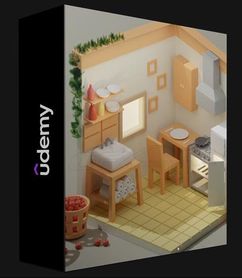 UDEMY – ISOMETRIC KITCHEN ROOM MADE IN BLENDER